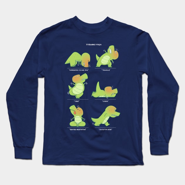 T-Rex tries Yoga Long Sleeve T-Shirt by Queenmob